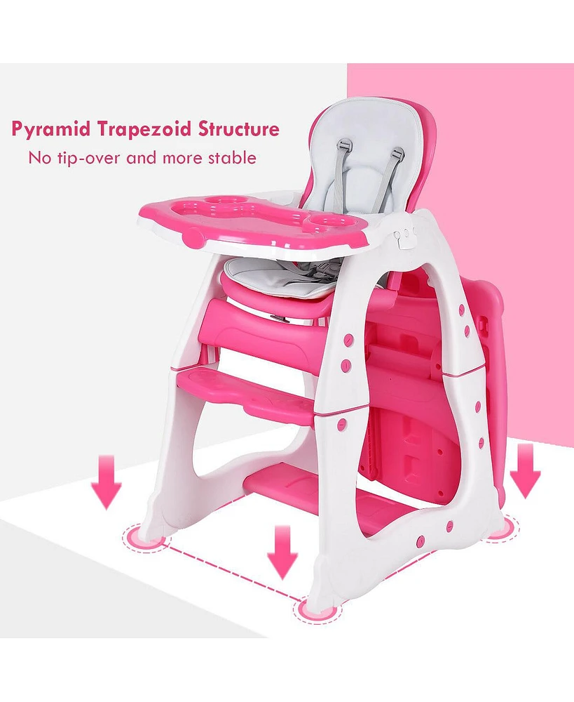Costway 3 in 1 Baby High Chair Convertible Play Table Seat