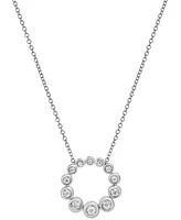 Diamond Graduated Bezel Circle Pendant Necklace (1/5 ct. t.w.) in 14k White Gold, 16" + 2" extender