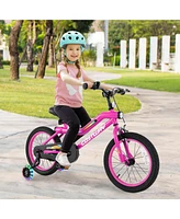 16" Led Lighted Kids Bike with Adjustable Seat Coaster Brake Training Wheels