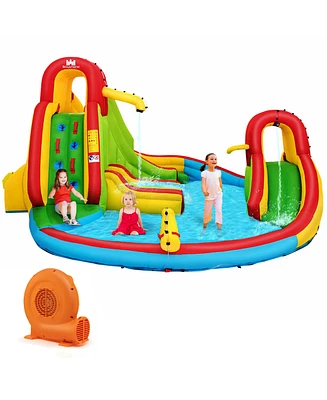 Kids Inflatable Water Slide Bounce Park Splash Pool with Water Cannon & 550W Blower