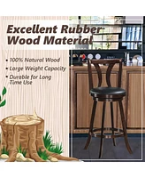 Gymax Set of 4 Swivel Bar stools 29.5" Bar Height Chairs with Rubber Wood Legs