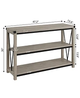 gaomon Farmhouse Entryway Table,47 Inch Narrow Long Console Table with Storage, 3 Tier Wood Console Table for Living Room, Farmhouse Sofa Tables Behin