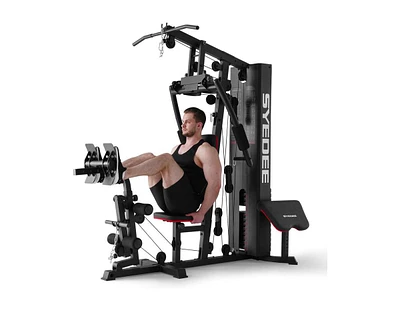 Mikolo Home Gym, Workout Station with 150LBS Weight Stack, Multifunctional Home Gym Equipment, Exercise Equipment for Full Body Strength Training
