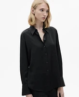 Mango Women's Satin Finish Flowy Shirt