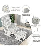 Glider and Ottoman Cushion Set Wood Baby Nursery Rocking Chair
