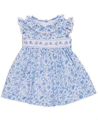 Bonnie Baby Baby Girls Smocked Insert Toile Dress