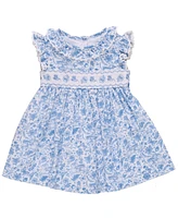 Bonnie Baby Baby Girls Smocked Insert Toile Dress