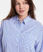 On 34th Women's Cotton Striped Button-Front Shirt