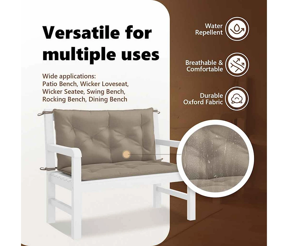 Garden Bench Cushion Taupe 39.4"x(19.7"+19.7")x2.8" Oxford Fabric