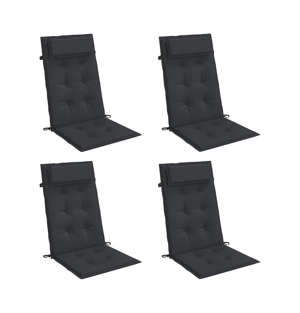 Highback Chair Cushions 4 pcs Black Oxford Fabric