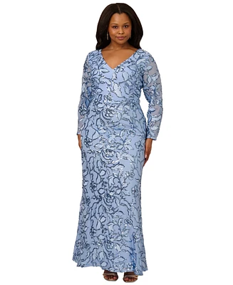 Adrianna Papell Plus Sequin Stretch Mermaid Gown