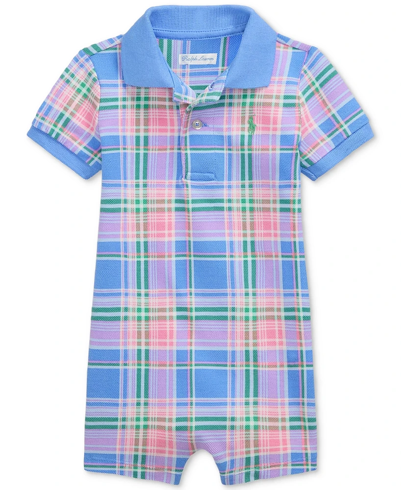 Polo Ralph Lauren Baby Boys Plaid-Print Cotton Mesh Polo Shortall
