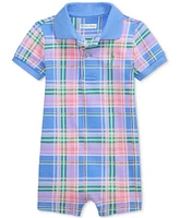 Polo Ralph Lauren Baby Boys Plaid-Print Cotton Mesh Polo Shortall