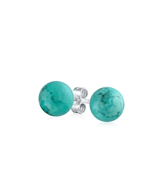 Bling Jewelry Classic 6MM Natural Multi Stones Drop Ball Earrings Sterling Silver