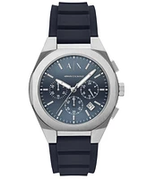 A|X Armani Exchange Men's Sync Quartz Chronograph Blue Silicone Watch, 42mm