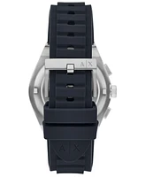 A|X Armani Exchange Men's Sync Quartz Chronograph Blue Silicone Watch, 42mm