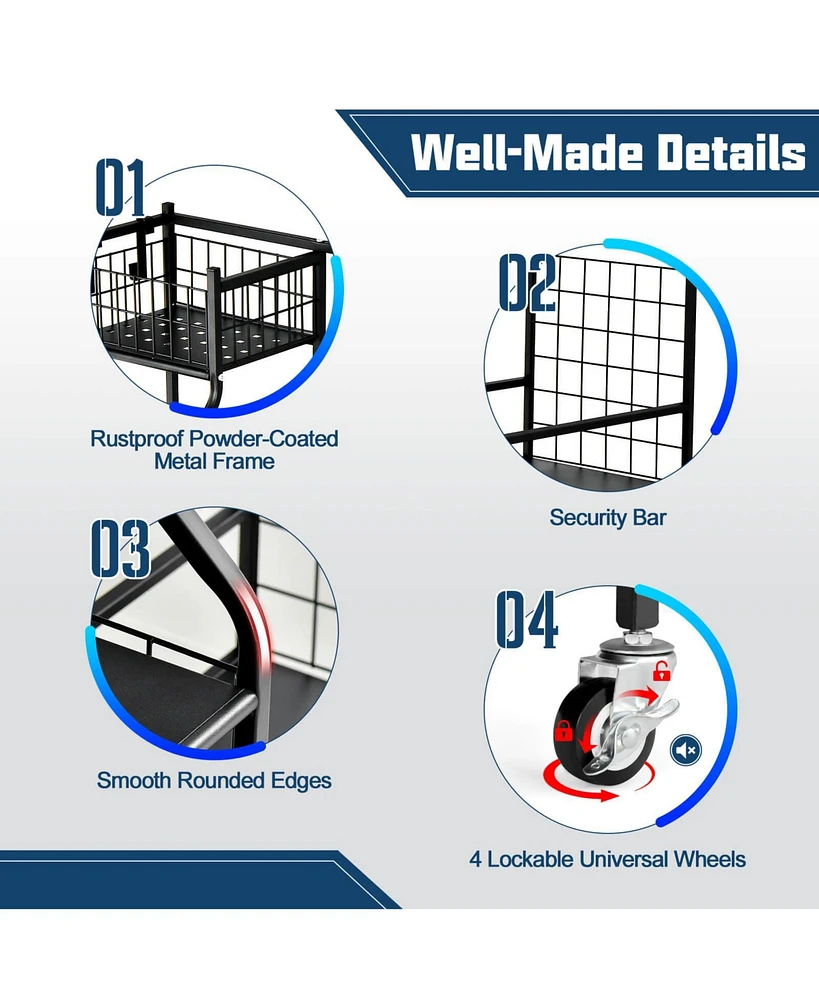 Double Golf Bag Organizer with Lockable Universal Wheels