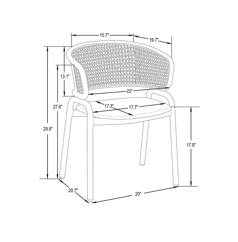 Dining Chair With Stainless Steel Legs Velvet Seat and Wicker Back