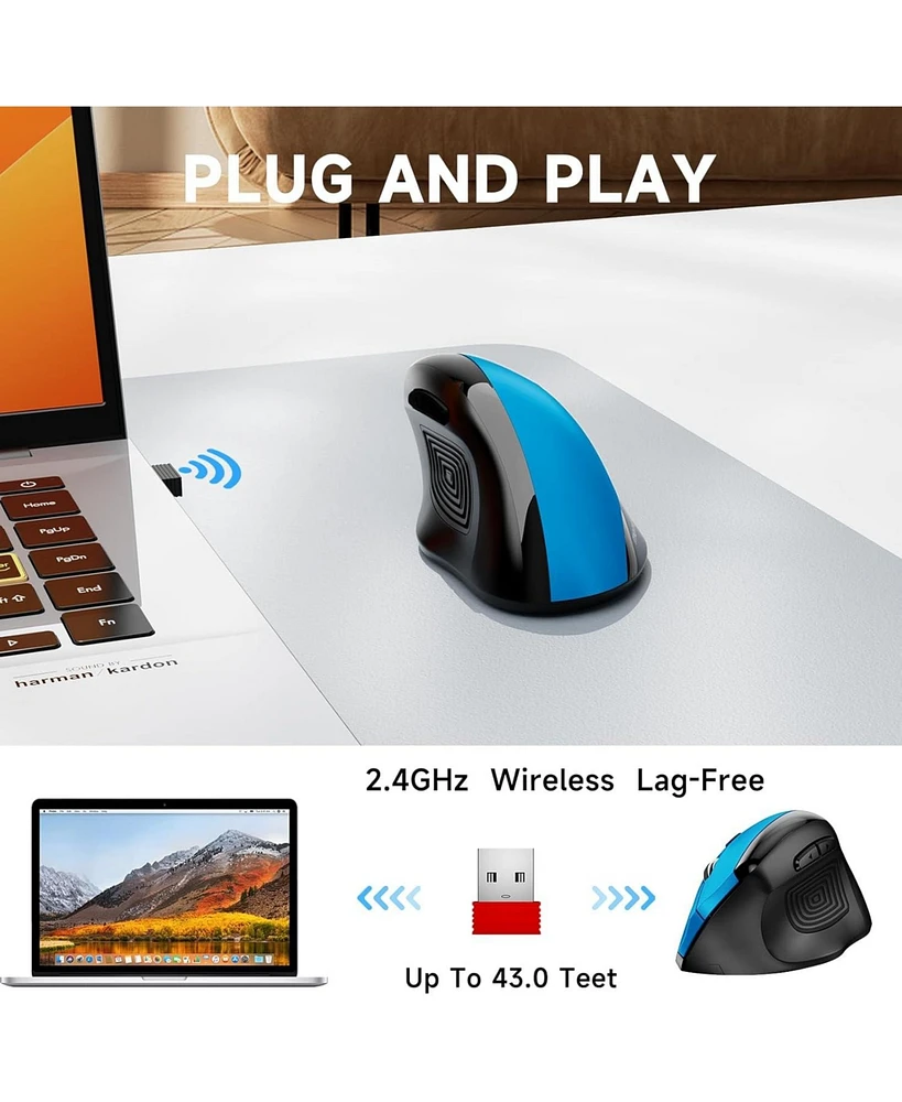 memzuoix Ergonomic Mouse Wireless,2.4G Optical Cordless Mice with 800/1200/1600 Dpi,Vertical Computer Wireless for Laptop, Mac,Pc,Desktop (for R