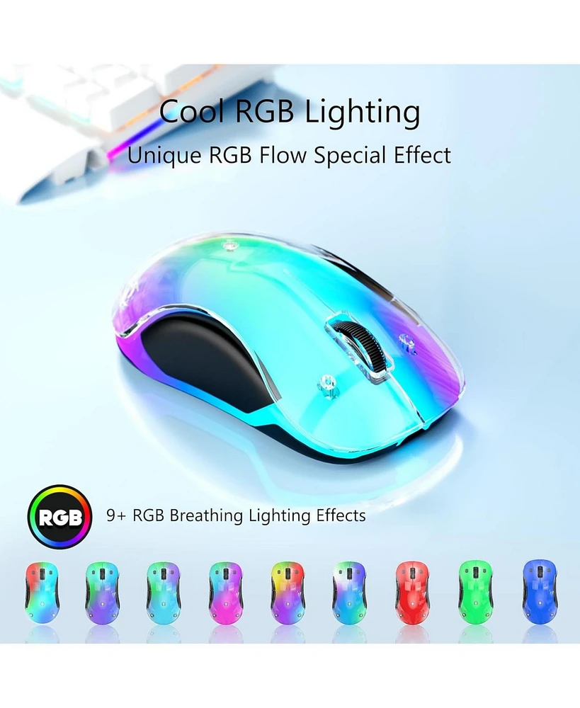 memzuoix 2.4G Led Wireless Mouse, Rechargeable Ergonomic Mouse with Detachable Cover, 1200 Dpi Portable Optical Computer Mouse with Usb Receiver for L