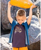 Deux par Deux Baby Boys Organic Cotton Tee Dark Gray And Multicolored Vespa