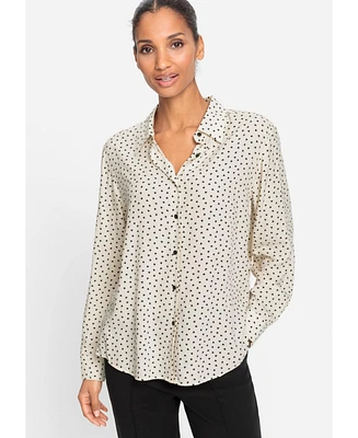 Olsen Women's Heart Print Button Front Shirt