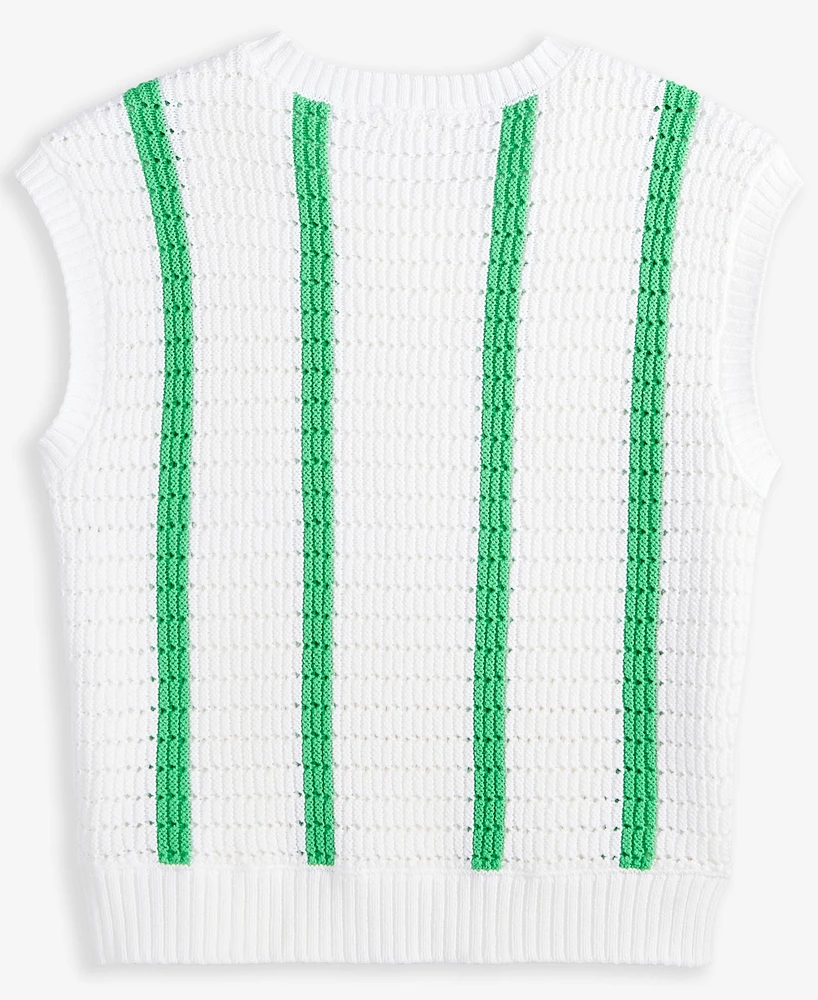 Epic Threads Little & Big Girls Striped Crochet Knit Top, Exclusively at Macy's