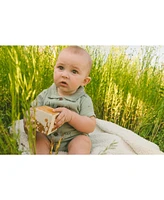 Deux par Deux Baby Boys Printed Muslin Romper Sage Monkey