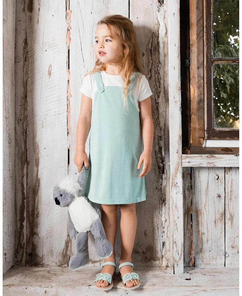 Deux par Deux Baby Girls Terry Cloth Dress Turquoise And Off-White