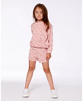 Deux par Deux Toddler Girls Printed French Terry Sweatshirt Old Pink And Flowers - Toddler|Child