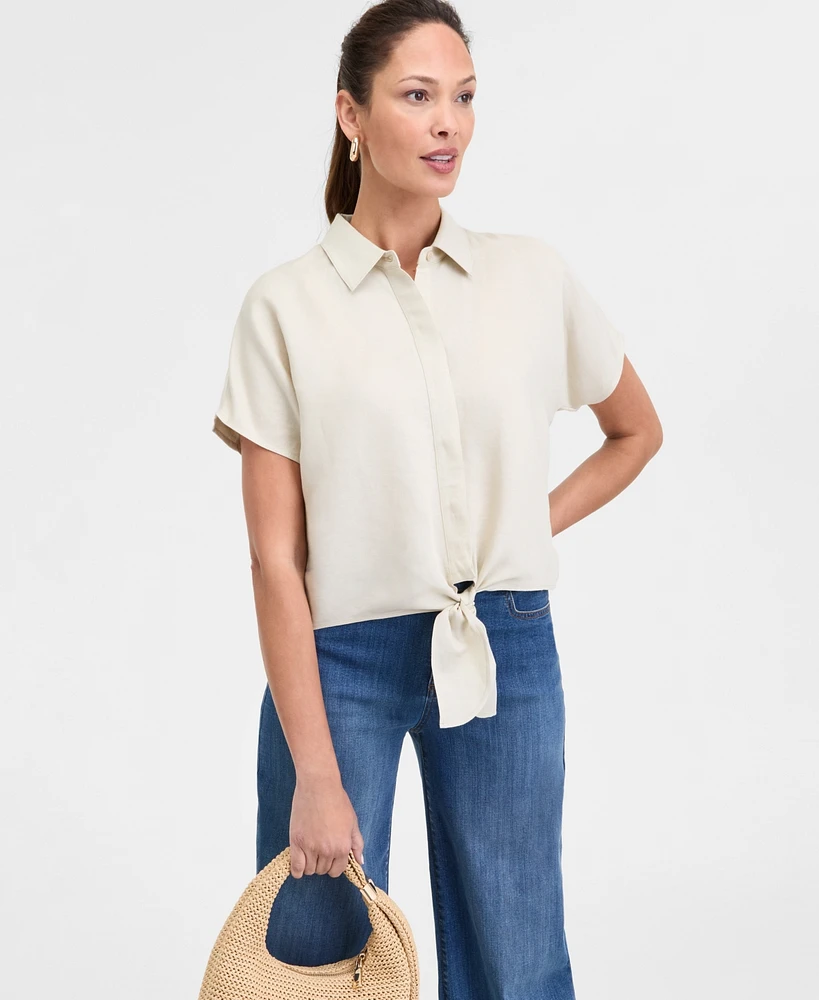 I.n.c. International Concepts Women's Tie-Front Blouse, Exclusively at Macy's
