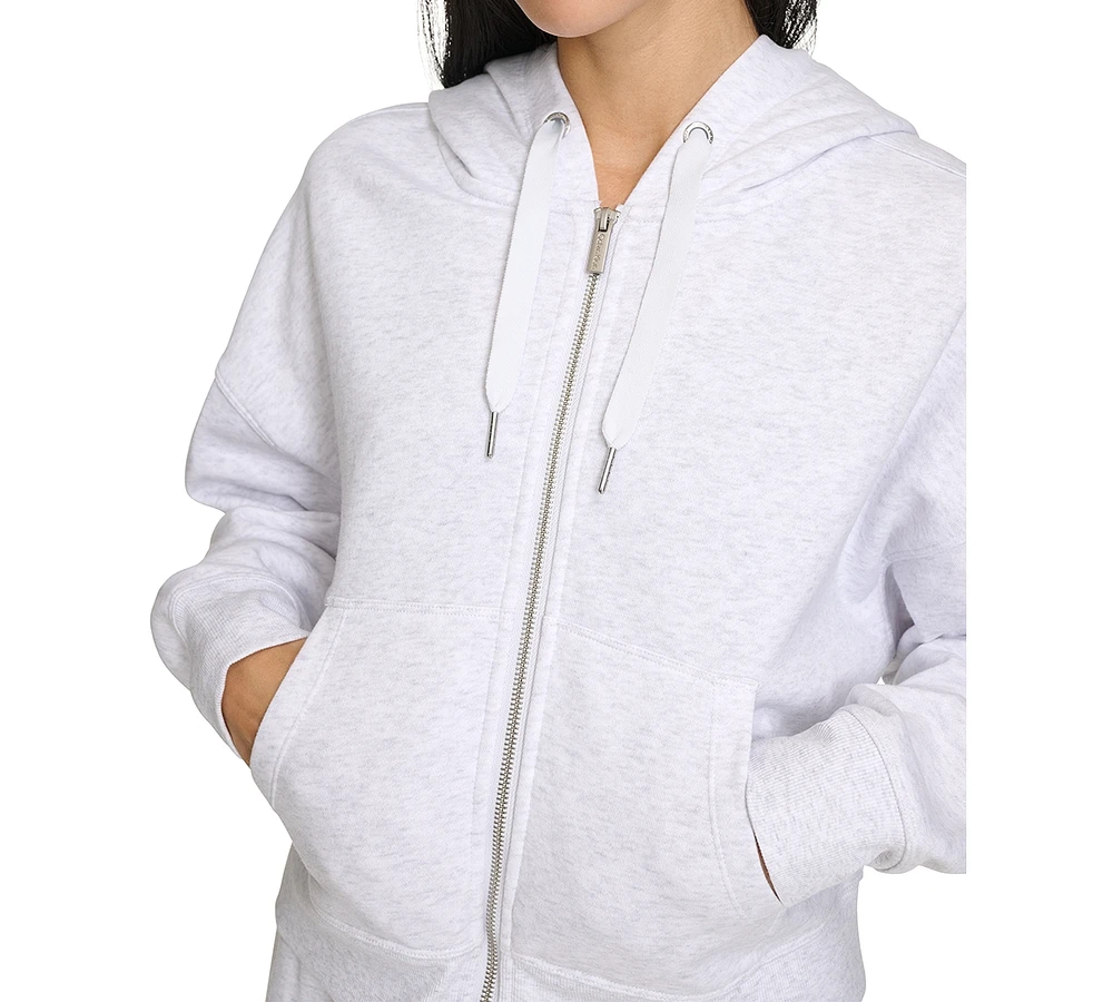 Calvin Klein Women's Fleece Crop Zip-Front Long-Sleeve Hoodie