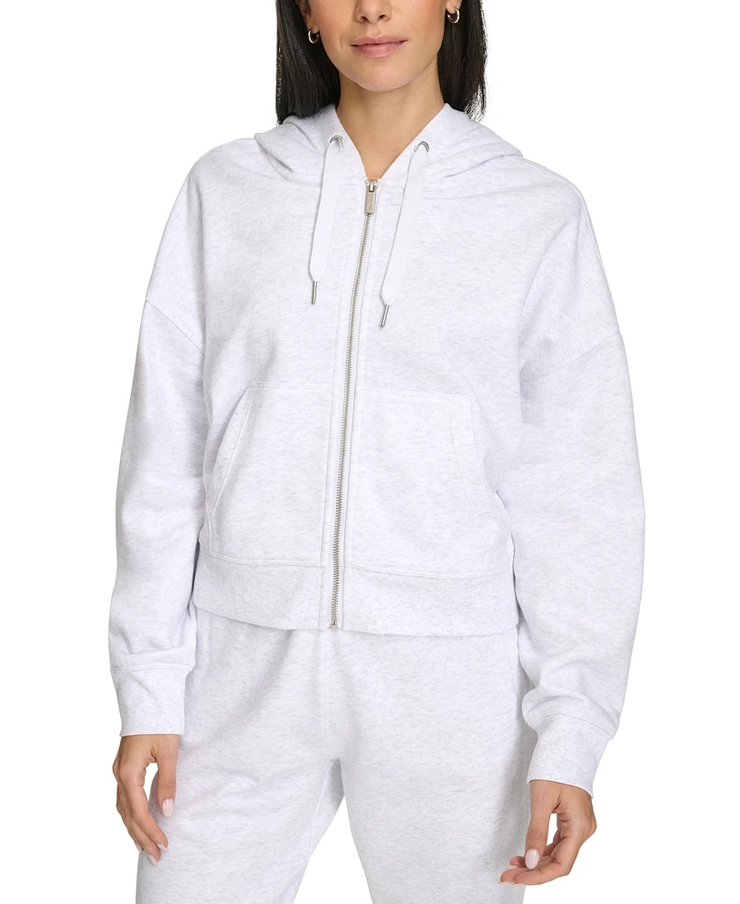 Calvin Klein Women's Fleece Crop Zip-Front Long-Sleeve Hoodie