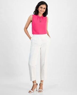 Kasper Women's Linen Slim-Fit Ankle Pant, Regular & Petite