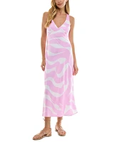 Seni & Cade Juniors' Printed Satin Tie-Back Midi Dress