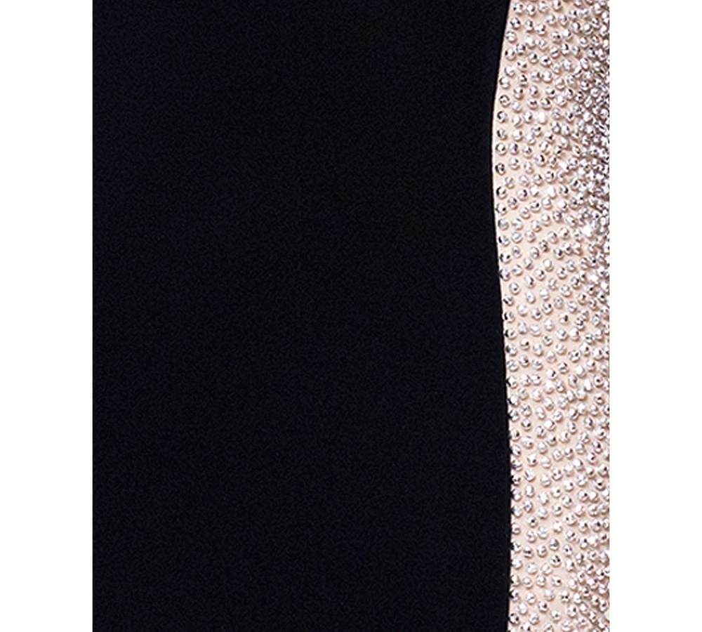 Xscape Women's Asymmetric-Neck Colorblocked Gown