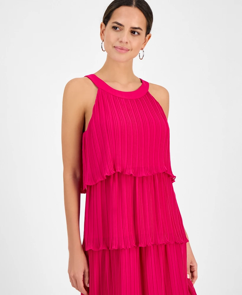 Robbie Bee Women's Round-Neck Sleeveless Tiered Dress