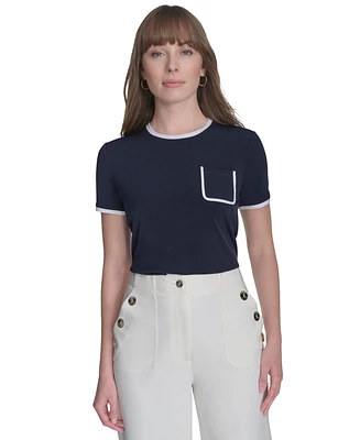 Tommy Hilfiger Women's Contrast-Trim Crewneck Top