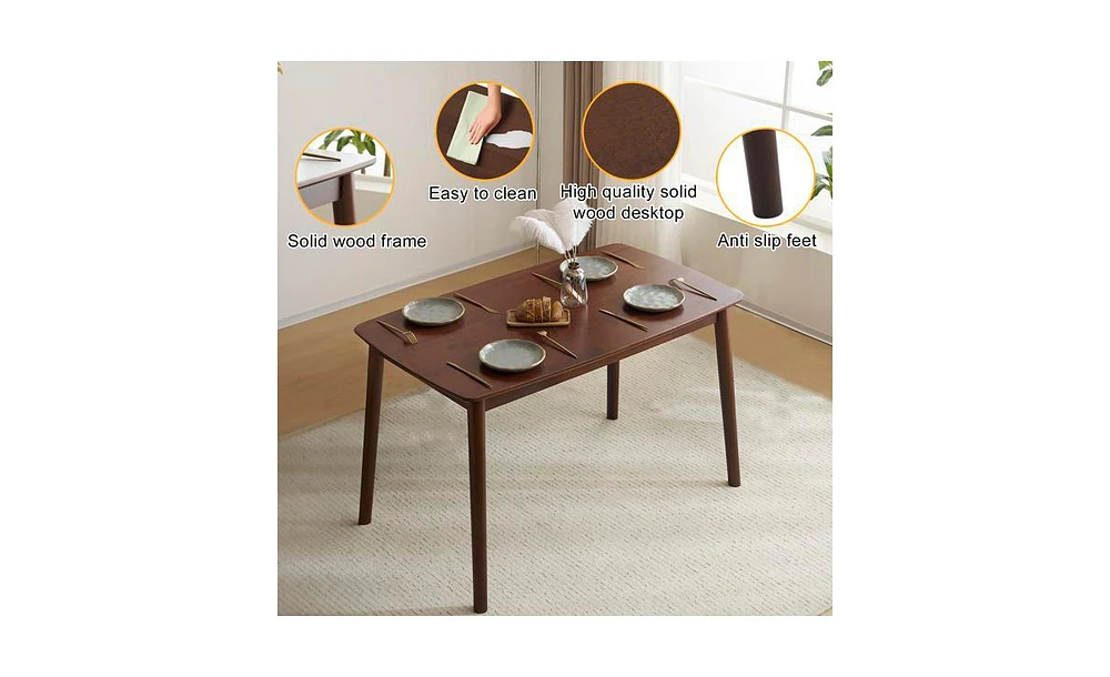 Rubber Wood Dining Table and Chair Set with Cushions