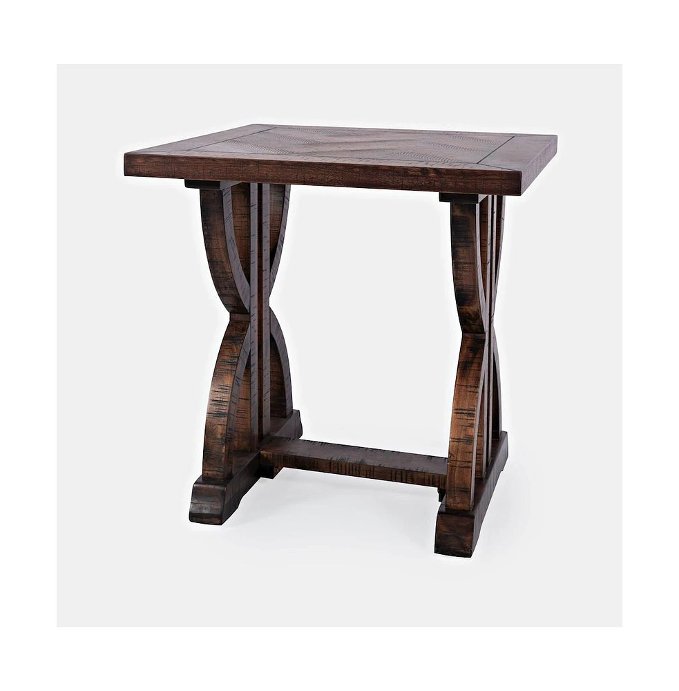 Fairview Transitional Herringbone Distressed Acacia End Table