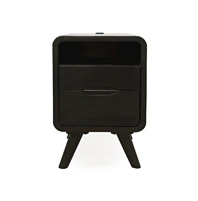 Marlowe Mid-Century Modern Usb Charging Curved Chairside End Table