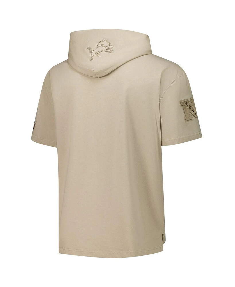 Pro Standard Men's Tan Detroit Lions Neutrals Capsule Short Sleeve Pullover Hoodie