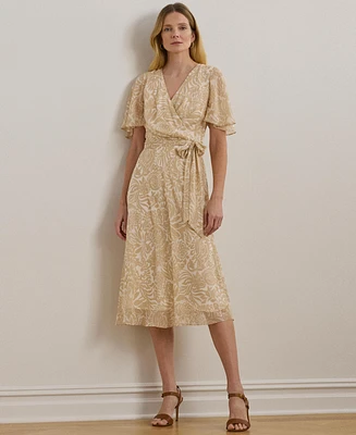 Lauren Ralph Lauren Women's Floral Belted Crinkle Georgette Dress
