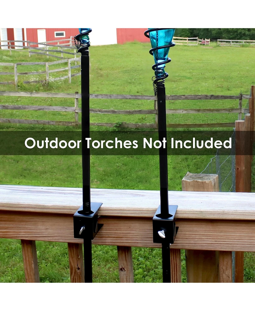 Outdoor Easy-to-Install Metal Patio Balcony Deck Railing Torch Lantern Light Clamp Set