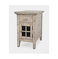 Rustic Shores Distressed Acacia Usb Charging Chairside End Table