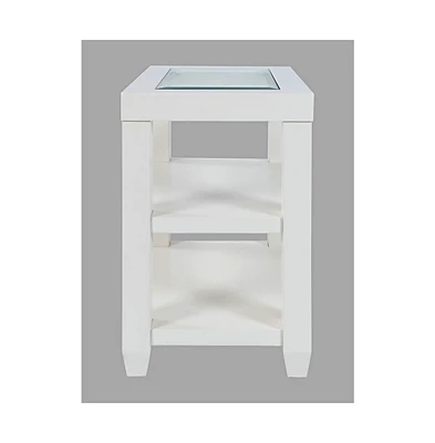 Urban Icon Contemporary Glass Inlay Chair Side End Table with Storage