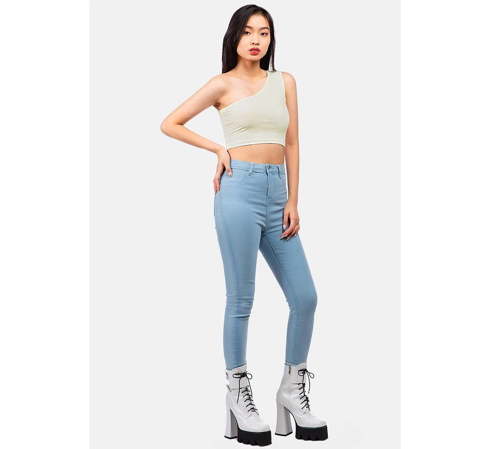 One Shoulder Knitted Crop Top
