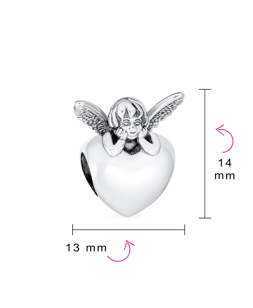 Bling Jewelry Initial Alphabet Bead Charm Fairy Angel Wings Heart Sterling Silver