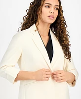 Ak Anne Klein One-Button Roll-Tab-Sleeve Blazer, Regular & Petite