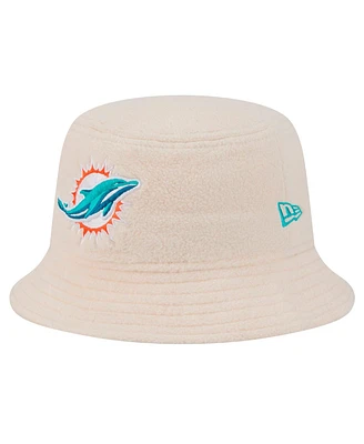 New Era Women's Cream Miami Dolphins Cozy Sherpa Bucket Hat
